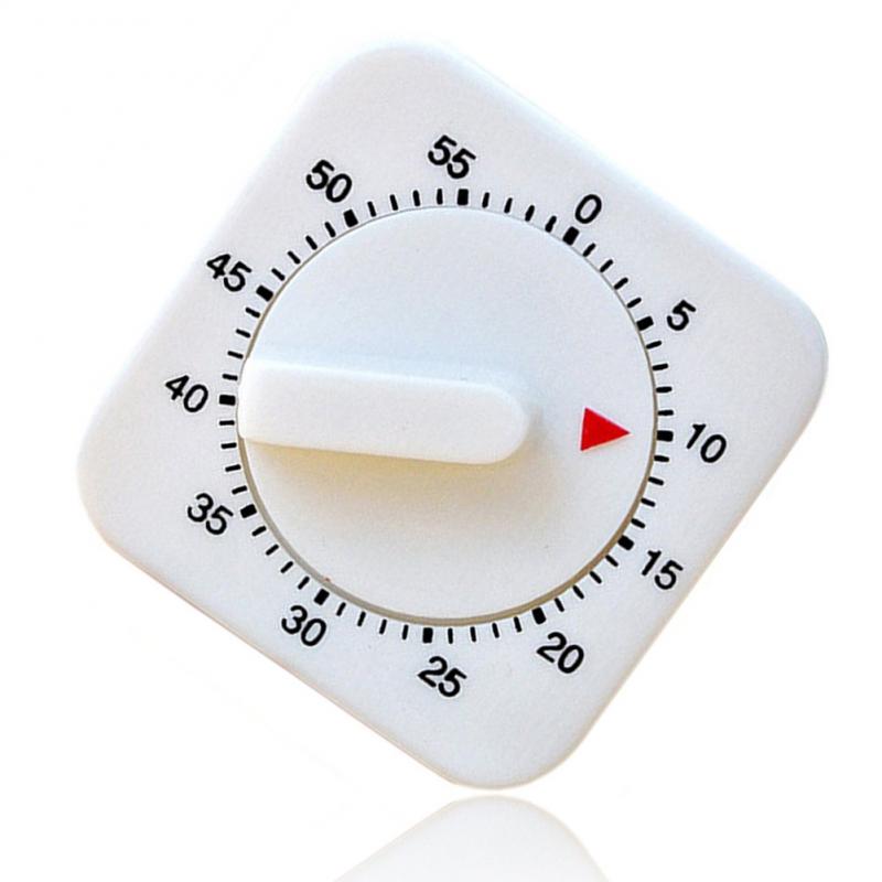 60 Minutes Dial Timers Kitchen Timer Count Down Alarm Reminder White Square Shape Mechanical Timer For Kitchen Food Supplies