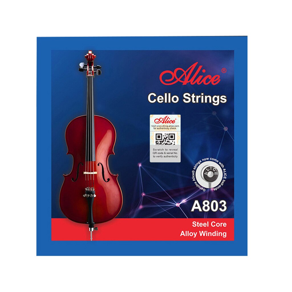 Alice A803 Cello String Acoustic &amp; Electric Cello Strings Fit For 4/4 Cello Strings Steel Core Alloy Winding A-1 D-2 G-3 C-4 SET