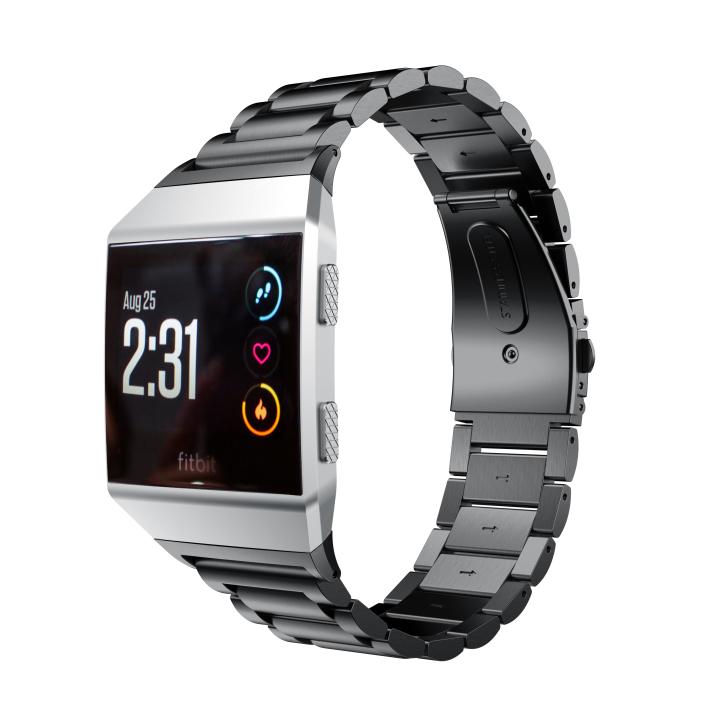 Kartice for Fitbit Ionic Bands Accessories Ionic Stainless Steel Metal Link WristBand Replacement Strap with Folding Clasp: Black