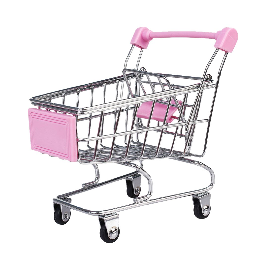 Kids Children Pretend Play Mini Shopping Entertainment Fun Cart Trolley Home Room Office Decor Toy Pink