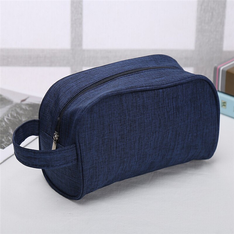 Bolso de cosméticos Simple de para hombres y mujeres, bolsos de viaje de Color sólido con cremallera, neceser organizador, bolsa de almacenamiento, bolsas de maquillaje: blue