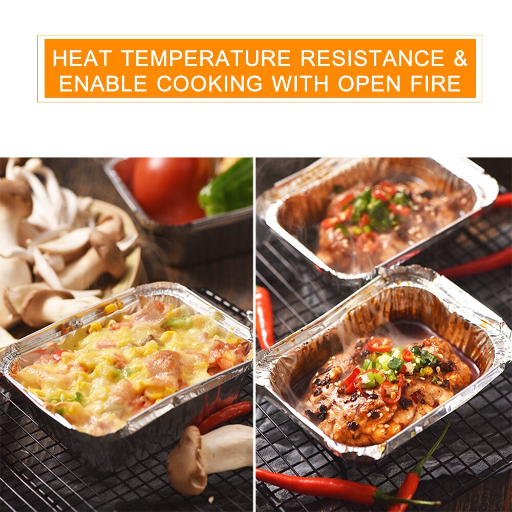 20 stk/pakning engangs uttakspanner aluminiumsfolie pannebeholdere panner med lokk til baking oppbevaring oppvarming matlaging rist matte