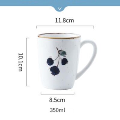 Home Gold Edge Blueberry Ceramic Tableware Heatable Oven Plate Soup Bowl Food Plate For Bread Noodles Salad Bakeware: cup