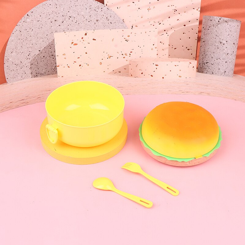 Hamburger Lunch Box Double Tier Burger Bento Lunchbox Microwave Food Container Burger Lunch Box Biscuit Shape Bento Box