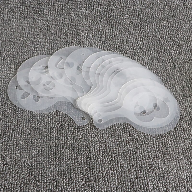 16Pcs/Set Coffee Stencils Drawing Die Tools Fancy Coffee Printing Model Plastic Spray Template Mold for Coffeeware