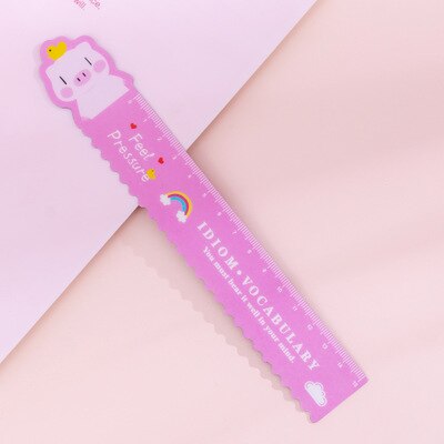Bonitos efectos de escritorio creativos de Kawaii para estudiantes, regla de Línea ondulada con dibujos animados, 15cm, se puede doblar, suave,: Rojo