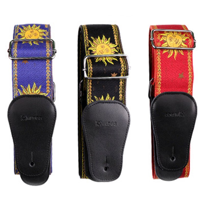 Gitaar Band met Echt Lederen uiteinden, Gitaar Strap Knop Gebroken Wit