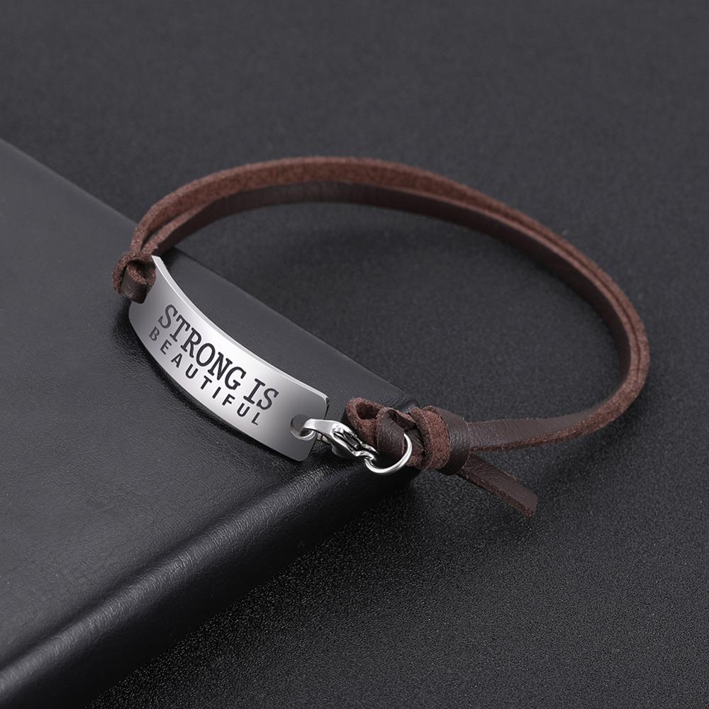Skyrim-pulsera clásica de cuero Mantra para hombre, brazalete de acero inoxidable con palabras, , te quiero a la luna y la espalda