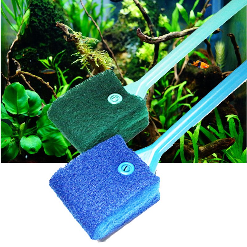 Aquarium Borstel Borstel Plastic Spons Aquarium Glass Algen Cleaner Dubbelzijdig Spons Reinigingsborstel Huis Schoonmaken Tool