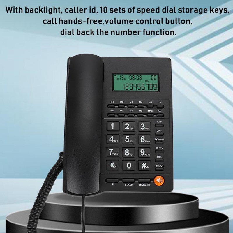 bureau maison L019 téléphone fixe à domicile identification de l'appelant appel téléphonique LCD luminosité réglable mains libres cadran arrière numéro stockage