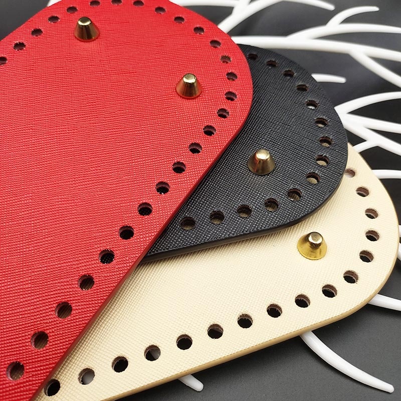 Owalne długie dno do torby z dzianiny PU skórzane akcesoria do toreb ręcznie dno z 52 otworami DIY torba szydełkowa dno 22x10cm