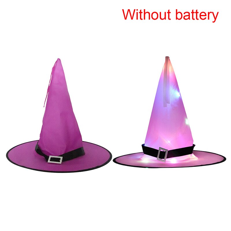 1pcs Halloween Witch Hat with LED Light Glowing Witches Hat Hanging Halloween Decor Suspension Tree Glowing Hat for Kids: Purple