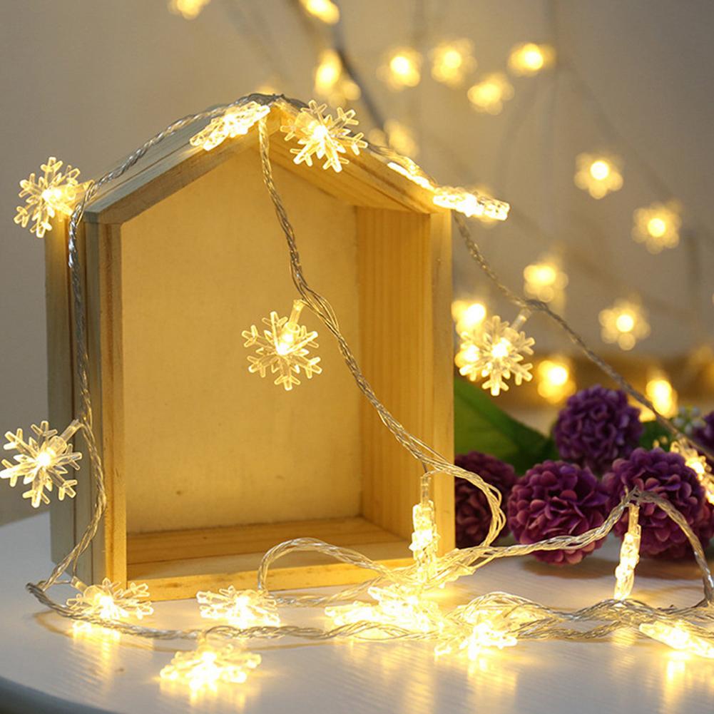 Guirnalda de luces LED con forma de copo de nieve, guirnaldas brillantes, lámpara alimentada por batería para Navidad, Decoración Para Boda o , punto de luz de hadas