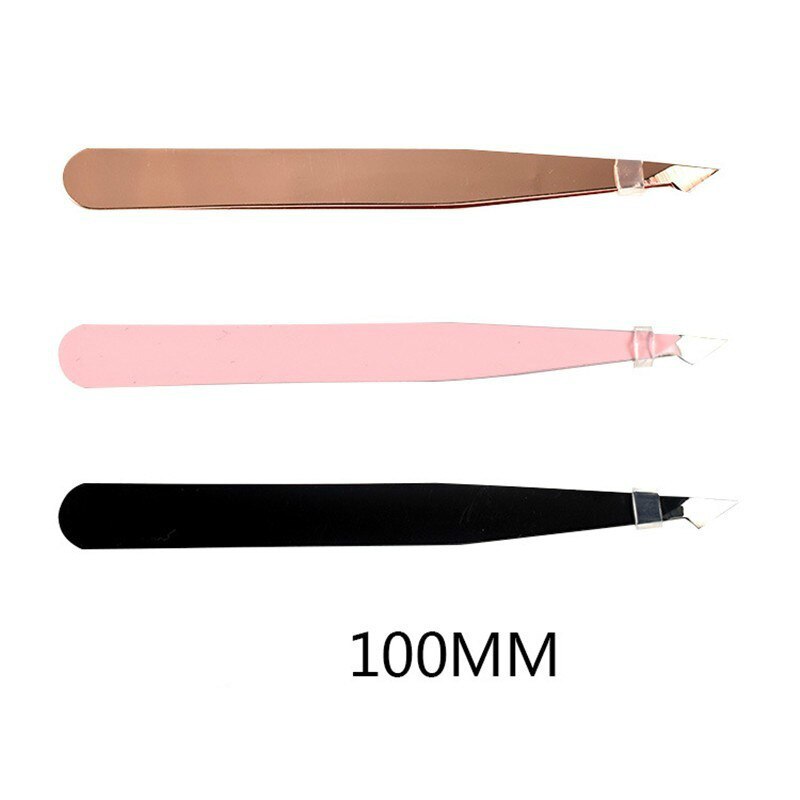 Angled Slanted Eyebrow Tweezers Stainless Steel Face Hair Removal Eye Brow Trimmer Eyelash Clip Cosmetic Makeup Tool