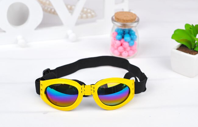 Lunettes de soleil pour chiens de la | Accessoires de chiens d'animaux frais, lunettes ajustables pour bouledogues français, lunettes étanches pour chiens moyens et grands 20S2: Jaune