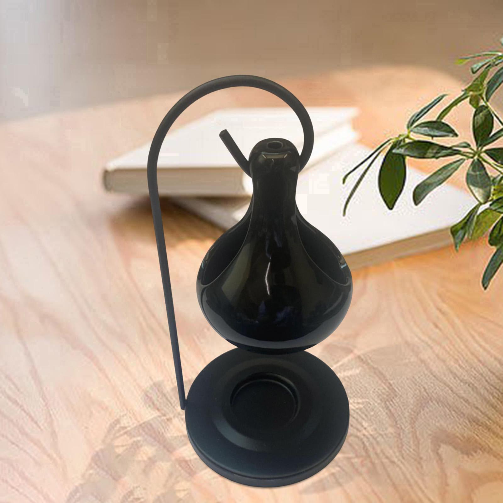 Keramische Kaarshouder Essentiële Olie Brander Diffuser Oven Warmer Theelichtje Kaars Houten Basis Lamp Porselein Woonkamer Decor: Rood