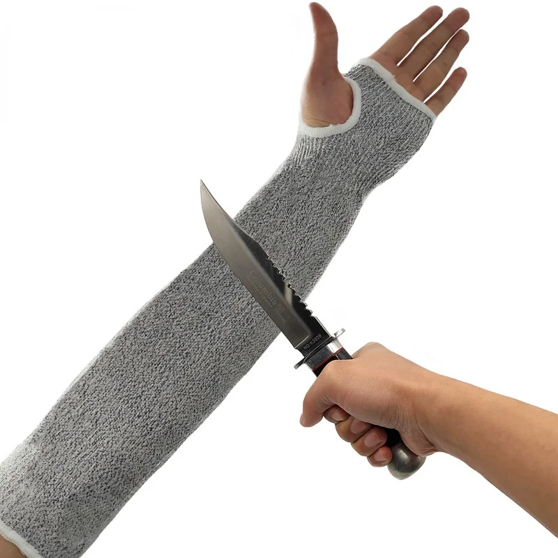 Mangas de seguridad anticorte para brazo, protector de brazo transpirable y duradero, resistente a las ojales, con orificio para el pulgar, Nivel 5, 1 par