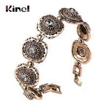 Kinel Charm Turkse Vrouwen Link Armband Antieke Gouden Kleur Grijs Crystal Bohemen Etnische Wedding Bridal Vintage Sieraden