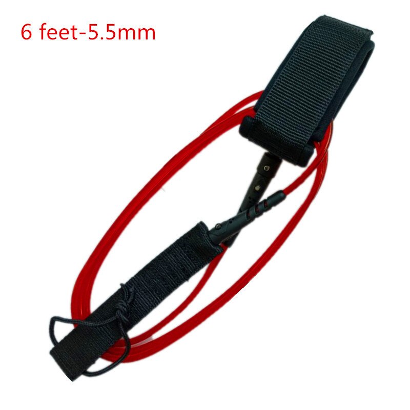 SRFDA surfboard leash 6feet5.5mm Double swviels straight leash with Polyurethane TPU Nylon Stainless steel surf leash: White core red