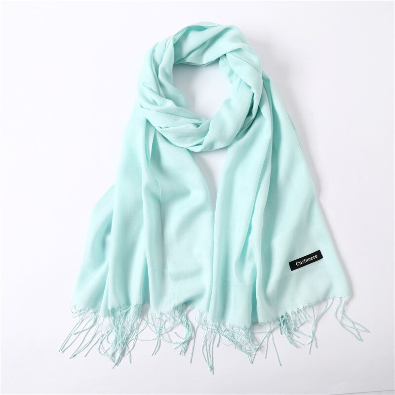 Brand Large Print Pashmina Women Shawls and Wraps one: cyan