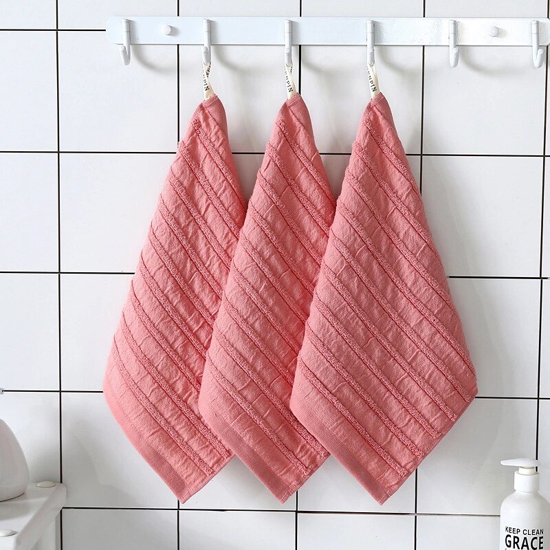 Square Towel Pure Cotton Geometric Printed Thicken Soft Towels Good Water Absorption Plain Dyed Home Bathroom Toalla Cuadrada: Color 1