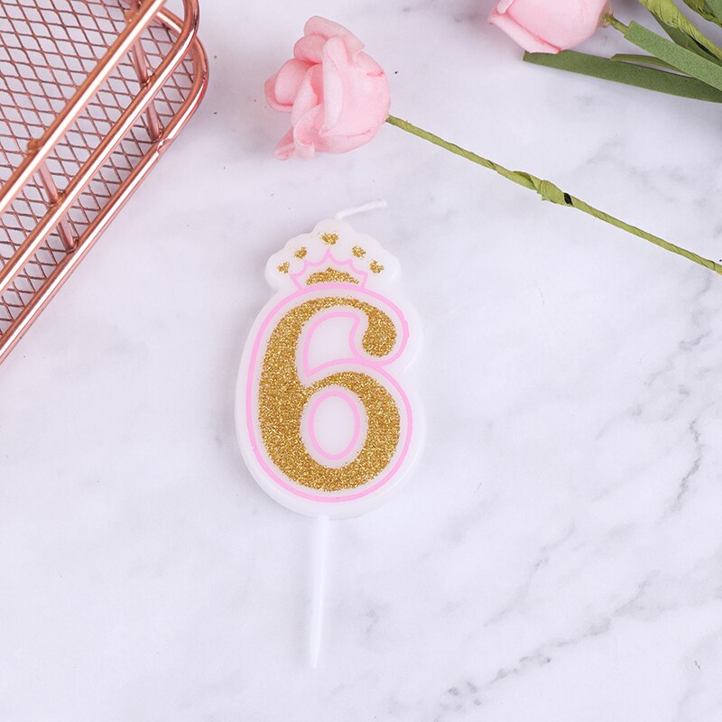 1PC Blue Pink Cake Number Candle Birthday Party 0 1 2 3 4 5 6 7 8 9 Anniversary Cake Numbers Age Candle Party Decoration: 17