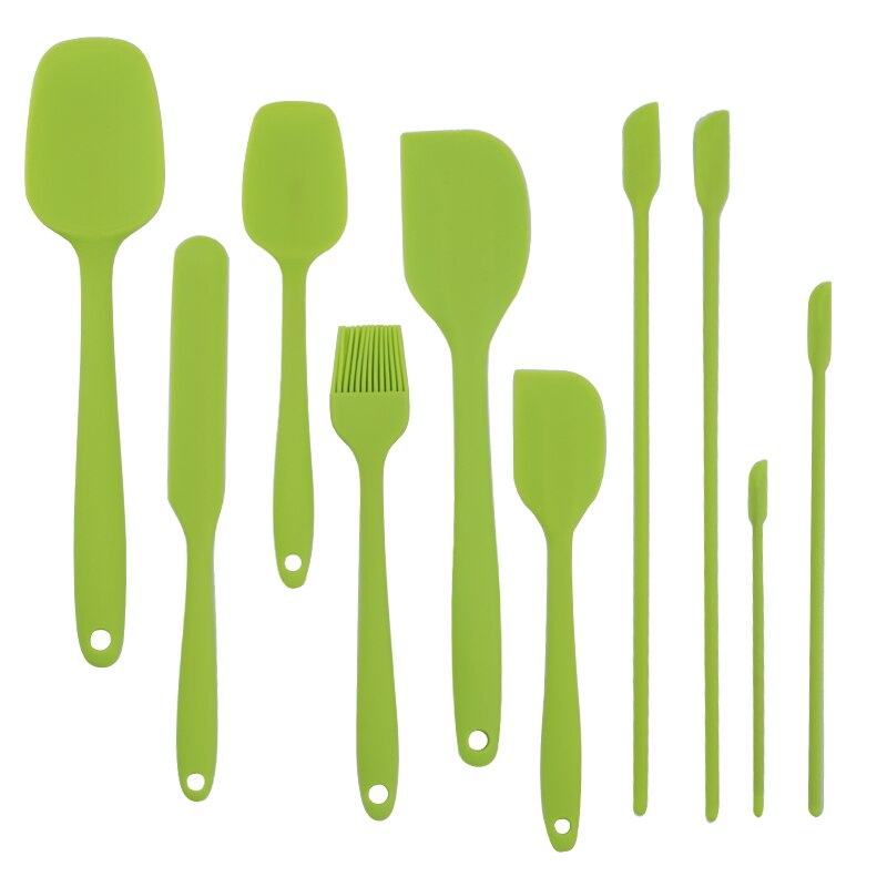 10PCS Silicone Spatula Kitchenware Baking Spatula Set Silicone Cake Spatula Baking Accessories Baking Silicone: GC-10PCS-Green