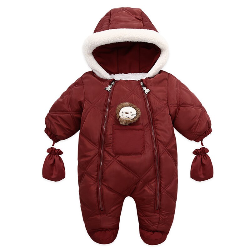 2022 nova moda menina snowsuit menino outwear 0-24m roupas de bebê com luvas de inverno do bebê recém-nascido macacão infantil: 15 red / 12 m