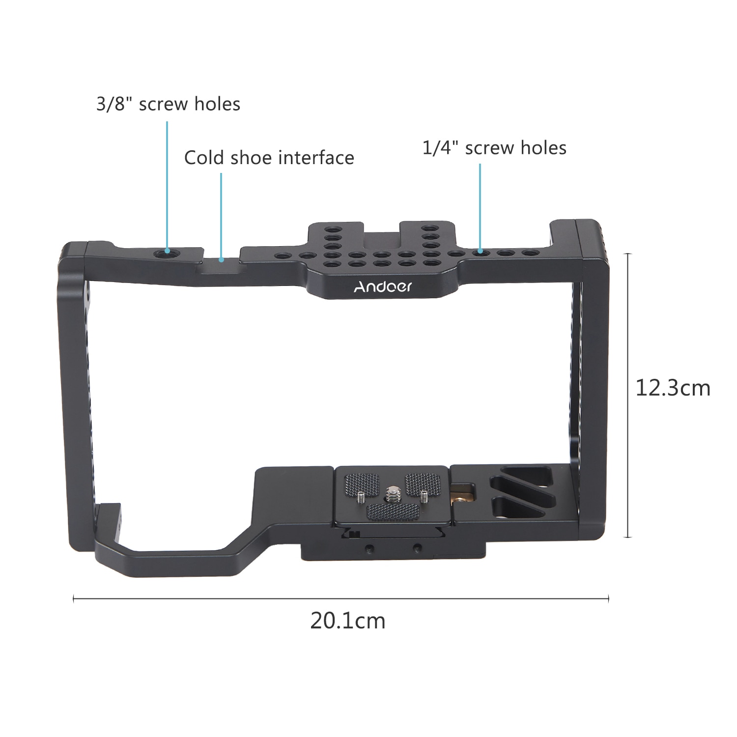 Andoer – Cage pour caméra 4K/6K BMPCC 4K 6K, Cage pour Film vidéo + plaque à dégagement rapide 1/4 &quot;+ 3/8&quot;, griffe froide filetée