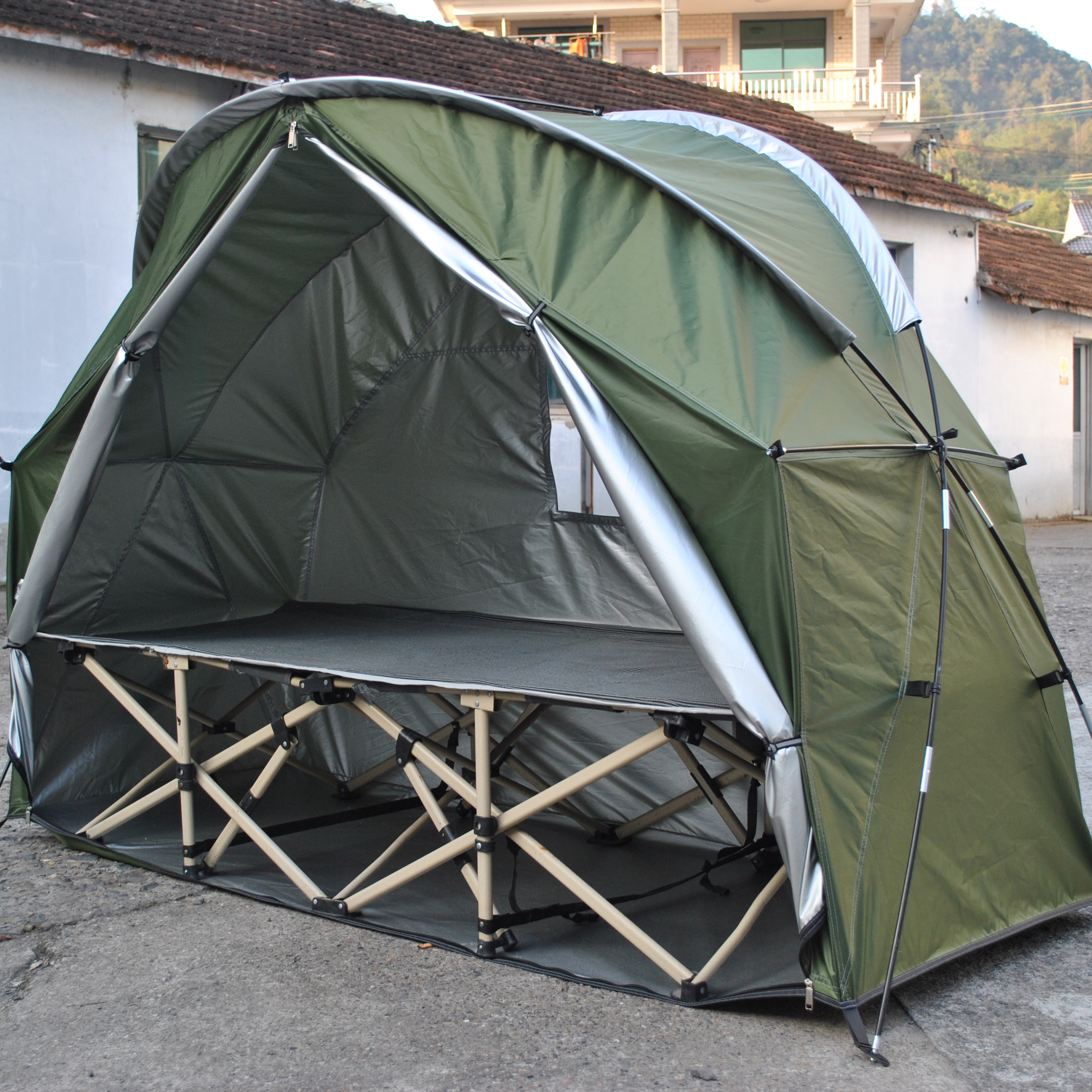 Durable Camping Tent, Outdoor Tent not include Bed, 1 Person Tent, Cot Tents with Silver Coating, Waterproof PU4000: green