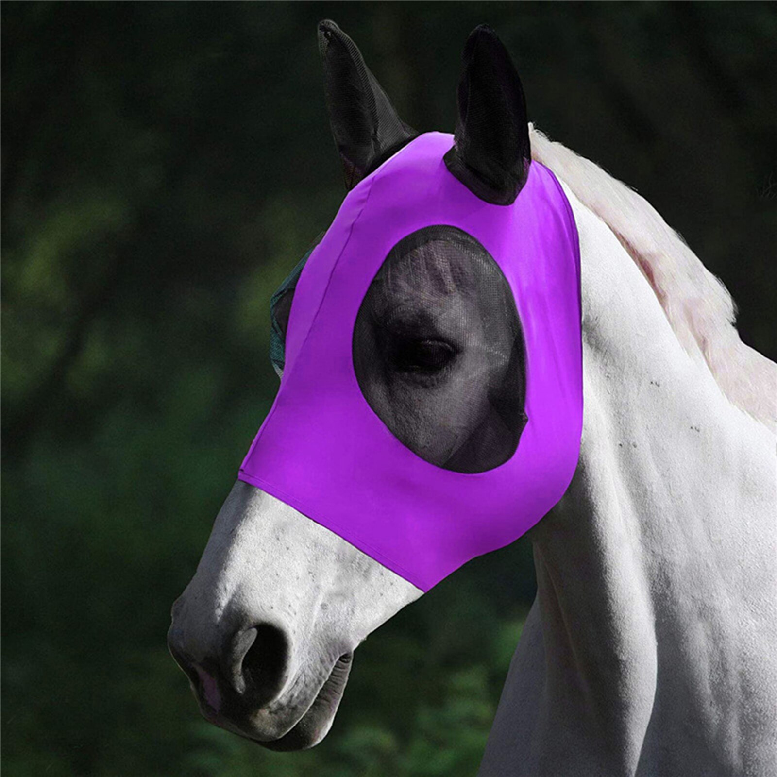 1pc Anti-Fly Mesh Equine Mask Horse Mask Stretch Bug Eye Horse Fly Mask with Covered Ears Horse Fly Mask Long Nose with Ears