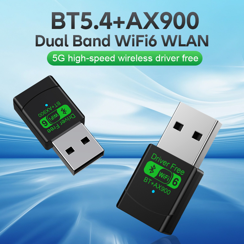 AX900 WiFi 6 Treiberfreie drahtlose Netzwerkkarte Bluetooth5.4 2-in-1-Adapter Computer USB-Empfänger Sender 2,4 G/5 GHz Dualband