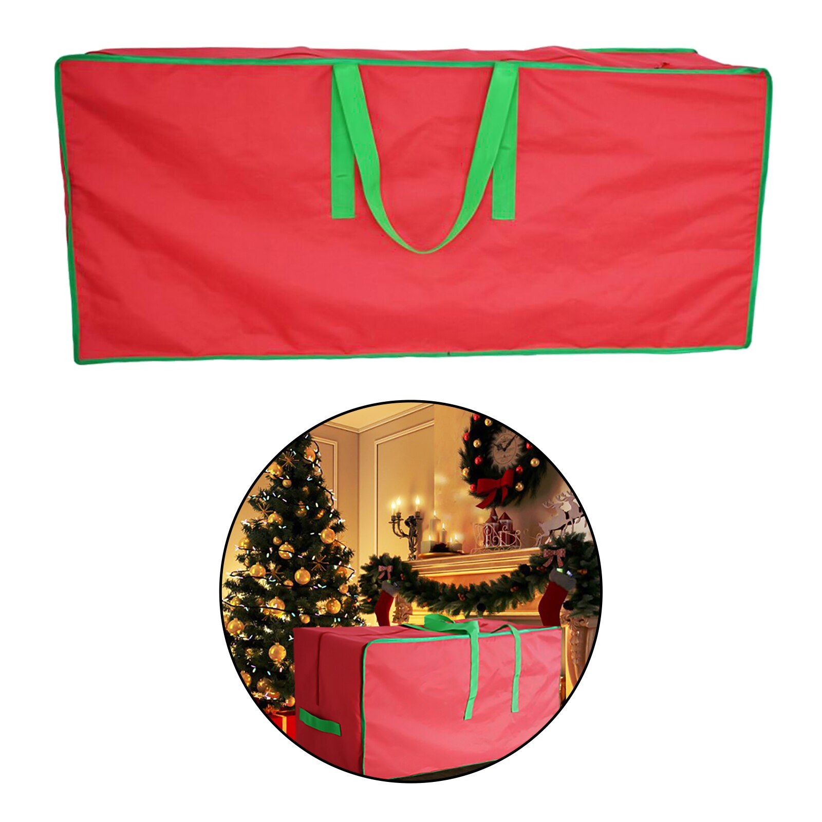 Artificial Tree Storage Bag, 45x15x20 Inch Tree Storage Case, Xmas Storage Container with Handles and Sleek Zipper Red