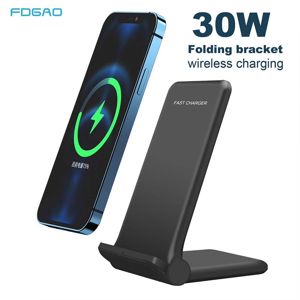 FDGAO-cargador inalámbrico Qi para teléfono móvil, base de carga rápida de inducción tipo C para iPhone 12 11 XS X XR, Samsung S21 S20, 30W