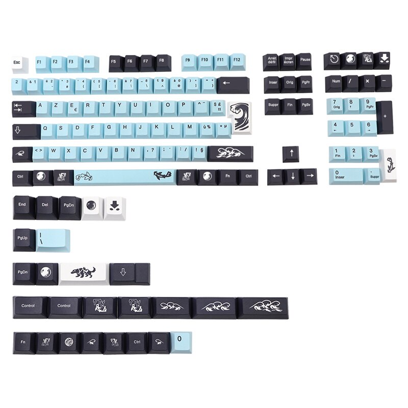 GMK Mizu Keycaps DE/ES/FR/US/JP/RU/KR Layout Cherry Profile PBT Keycap For DZ60/GK61/68/71/84/87/96/980/108 Keyboard: FR 136 Keys