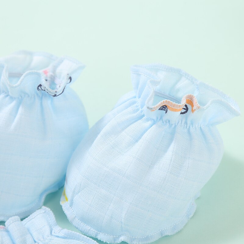 Neonatal printing gauze Gloves foot set anti-grip hand baby cotton multi-piece set mother and child supplies baby mittens