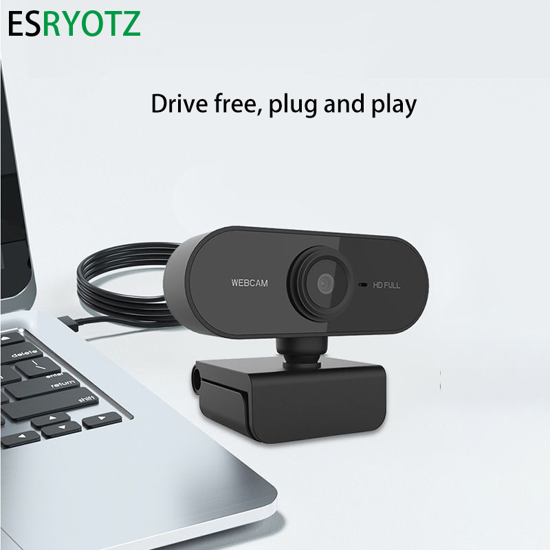 Full HD 1080p USB Webcam with Mic Mini Rotatable Computer Camera for Laptops Desktops - Online Education Compatible