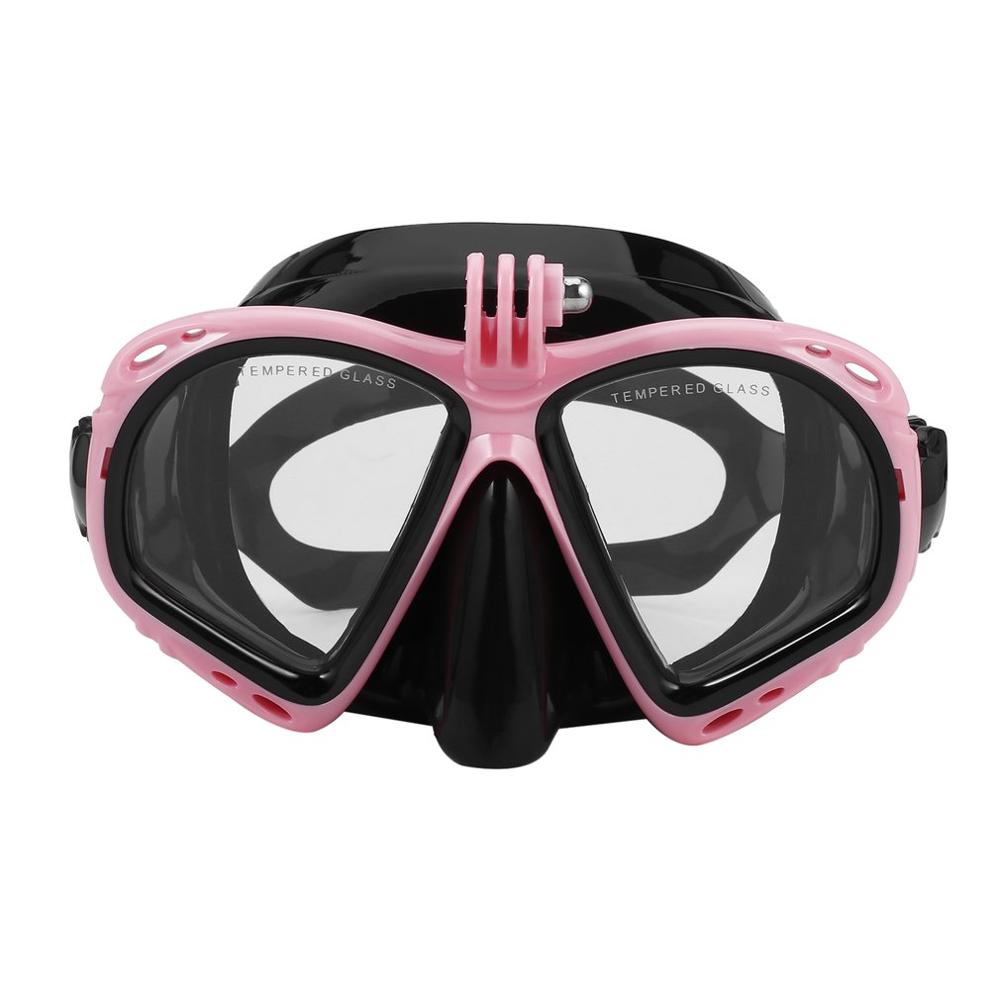 Camera Underwater Diving Mask Scuba Snorkel Swimming Goggles Scuba Diving Equipement Suitable For Most Sport Camera: Pink