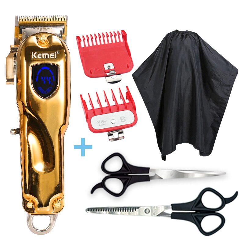 Kemei Trimmer Professionele Tondeuse Haar Snijmachine Tondeuse Elektrische Kapsel Machine Haar Kapper Gereedschap 5: Gold Barber set