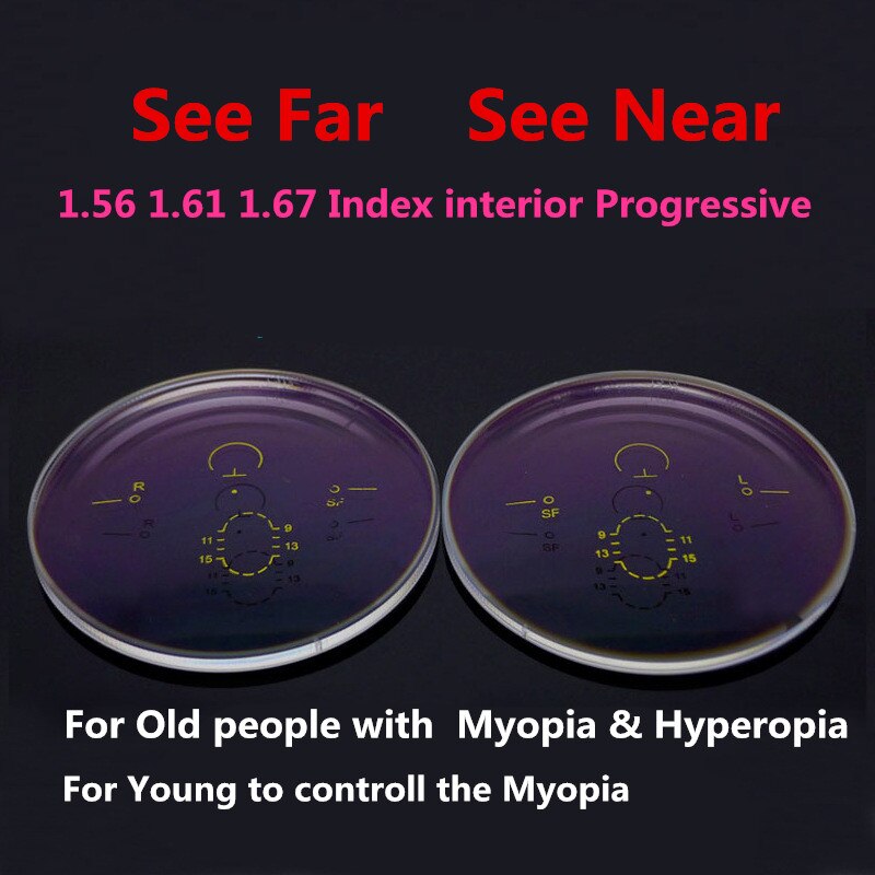 1.56 1.61 1.67 Index Within Progressive Lenses Multifocal Lenses Anti Fatigue UV Anti Reflective Myopia and Reading: 1.56