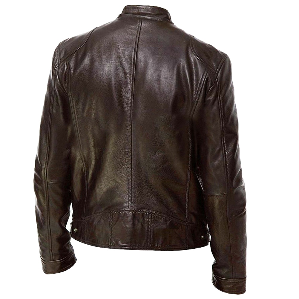 Herbst Winter Leder Jacken Männer Herbst Solide Stehkragen куртка мужская Männer Jacke