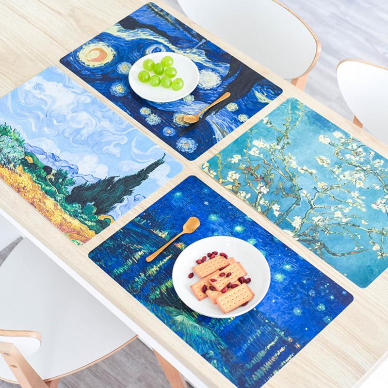 Printing PVC Multi-style Household Mat Western Food Pad Mouse Pad Non-slip Cup Bowl Tableware Heat Insulation Mat