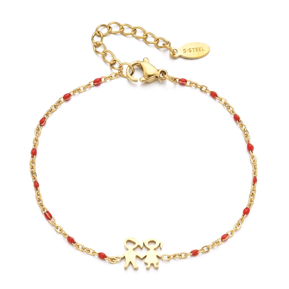 Zmzy boy girl friend armband roestvrij staal armbanden voor vrouwen gouden ketting verstelbare armbanden sieraden: Rood