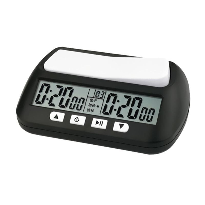 Schaakklok compact digitaal horloge afteltimer elektronisch bordspel bonuswedstrijd urenteller: Zwart