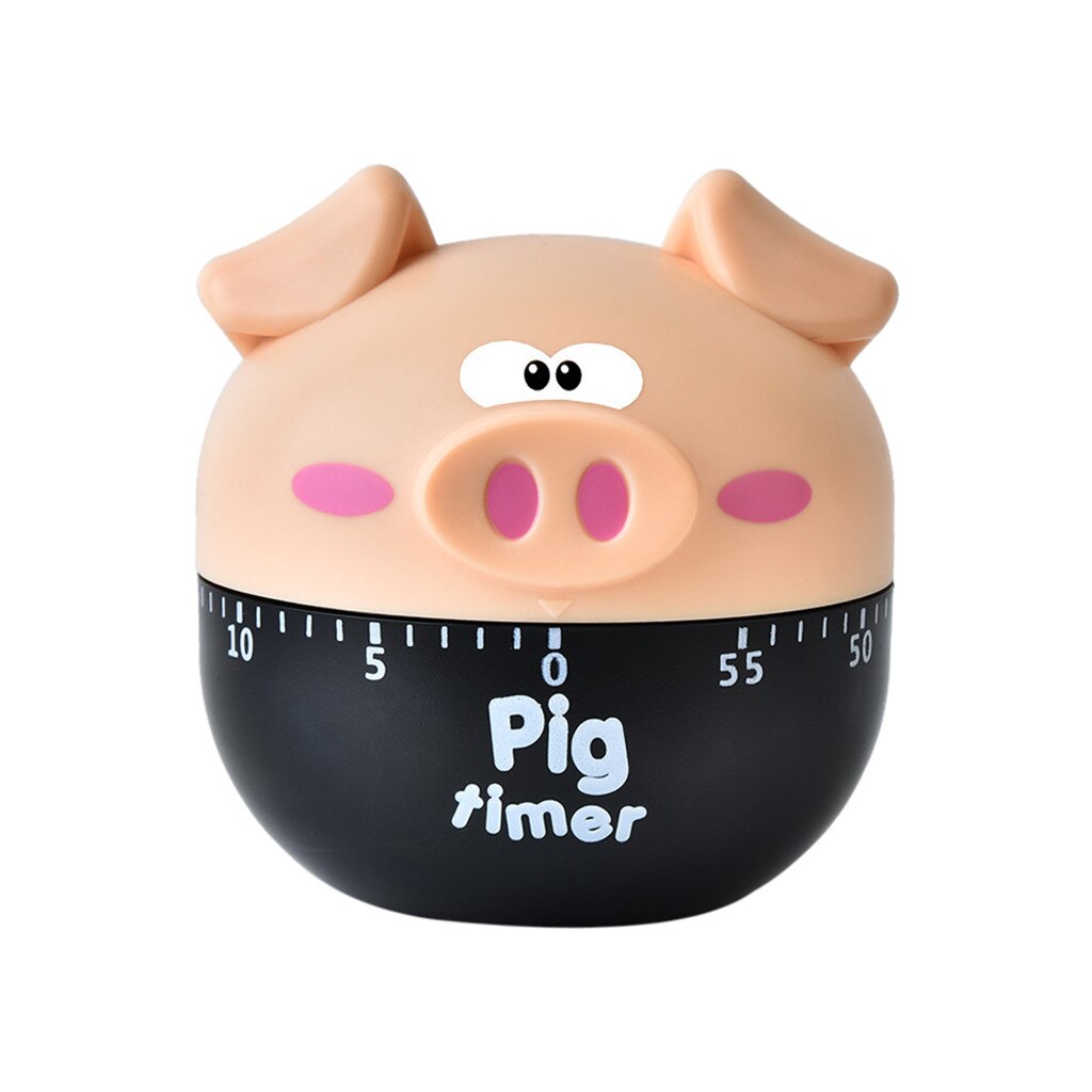 Cute Pig Kitchen Timer Kitchen Cooking Countdown 60 Mins Steel/Plastic Mechanical Timer Alarm Cooking Time Reminder Pigs: Beige 