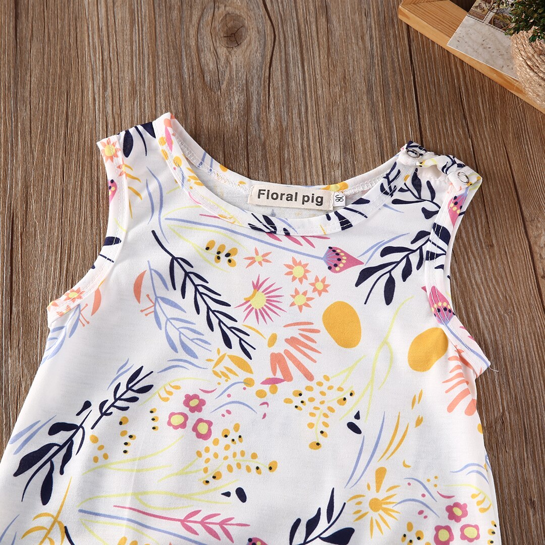 Romper do bebê sem mangas Criança Crianças Menino Menina Romper Floral Playsuit Roupas Outfit
