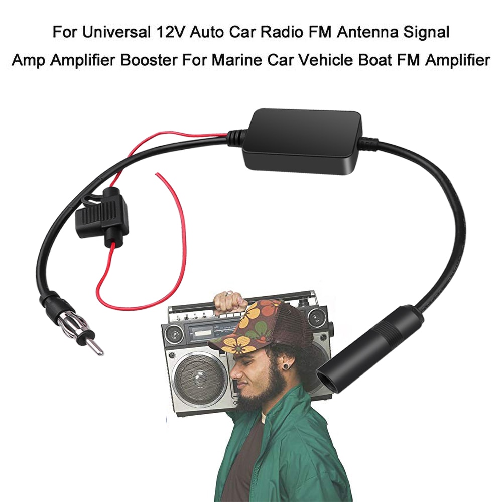 Kebidumei universal 12v auto rádio do carro fm antena amplificador de sinal impulsionador para carro marinho veículo barco fm amplificador