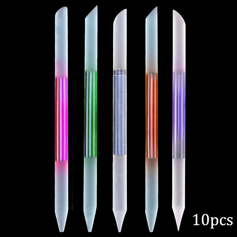 10Pcs/set Nail Art Tools Precision Filing Cuticle Pusher Nail File Set Double Sided Crystal Glass Nail Files Manicure Pedicure: Default Title