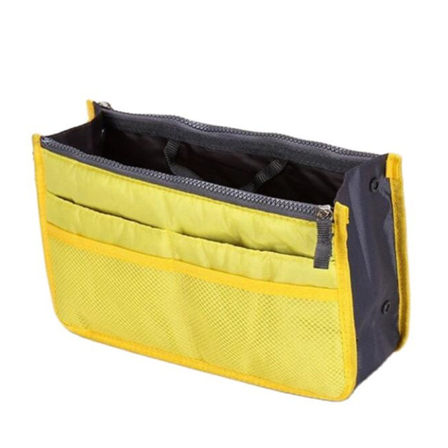 Bolsa organizadora de nailon para mujer, bolso organizador de viaje con forro grande, bolsa de cosméticos para maquillaje, bolso de mano barato para mujer: Beige
