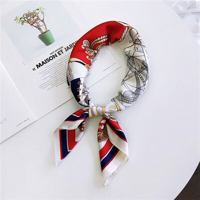 Femme hiukset solmio nauha kaula wear bandana naisten silkkihuivi print hijab huivi neliöpää tyylikäs nainen: 3